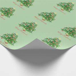 Papel De Regalo Vintage Christmas Tree with a Star & Heart Cookie