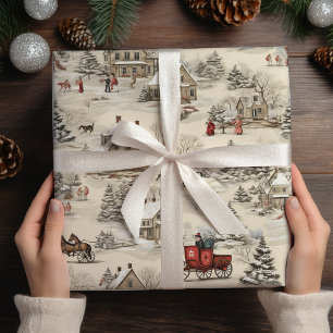 Papel De Regalo Vintage Christmas Village