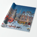 Papel De Regalo Vintage Christmas Village<br><div class="desc">Vintage Christmas Village Old ilustracion de una escena al aire libre en Navidades.</div>