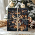Papel De Regalo Vintage Christmas Village de noche<br><div class="desc">Traiga el encanto de una escena de vacaciones clásica a su envoltura de regalo con esta Villa de Navidad Vintage en papel de envolvimiento nocturno. Con un nostálgico pueblo de Navidades iluminado por luces intermitentes frente a un cielo nocturno sereno, este diseño festivo capta la magia de la temporada. Perfecto...</div>