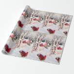 Papel De Regalo Vintage Christmas White Birch Trech Tree Red Buzón<br><div class="desc">Papel de envoltura retro con Invierno,  paisaje de Navidades,  una casa roja acogedora,  buey rojo de abedules blancos y pinos en el fondo.</div>