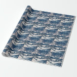 Papel De Regalo Vintage Christmas, Winter Mountain Landscape<br><div class="desc">Ilustracion de época Victorian Era Merry diseño navideño con un paisaje nevado de invierno. Árboles y montañas cubiertas de nieve con un pueblo a lo lejos al amanecer. ¡Felices fiestas y saludos de temporada!</div>