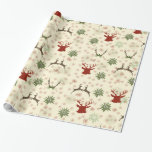 Papel De Regalo Vintage Christmas Woodland<br><div class="desc">Papel vintage de envolver navideño con copos de nieve y ciervo para crear un ambiente rústico de bosque.</div>