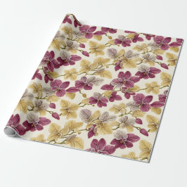 Papel De Regalo Vintage Classic Purple Beige Orquid Flora
