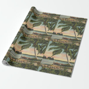Papel De Regalo Vintage Coconut Palmas Breeze Tropical Sunset