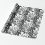 Papel De Regalo Vintage Cottage Landscape Toile-Black & White<br><div class="desc">Clásico paisaje vintage de estilo toile de jouy con una casa de campo rústica y un puente en un claro enmarcado por un bosque de árboles en tonos negros y grises sobre fondo blanco. El patrón no tiene fisuras y puede ampliarse o reducirse.</div>