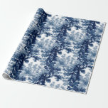Papel De Regalo Vintage Cottage Paisaje Toile-Blue & White<br><div class="desc">Clásico paisaje vintage de estilo toile de jouy con una casa de campo rústica y un puente en un claro enmarcado por un bosque de árboles en tonos claros y azul oscuro sobre fondo blanco. El patrón no tiene fisuras y puede ampliarse o reducirse.</div>