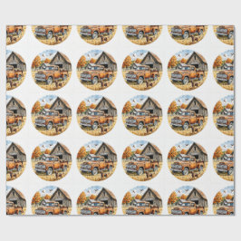 Papel De Regalo Vintage Country Fall Day, Autumt Retro Truck,