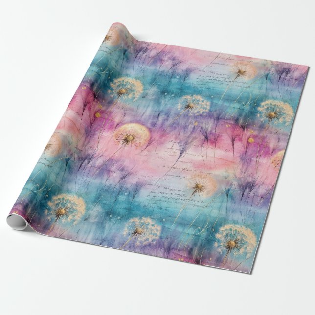 Papel De Regalo Vintage Dandelion Abstract Pattern (6) (Desenrollado)