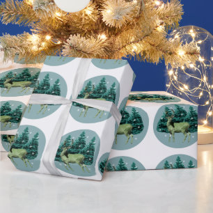 Papel de regalo vintage de bosque de ciervos