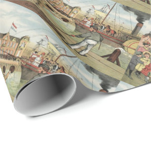 Papel De Regalo Vintage de llegada de Sinterklaas del holandés de