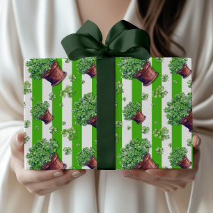 Papel de regalo vintage de rayas verdes Kelly con 