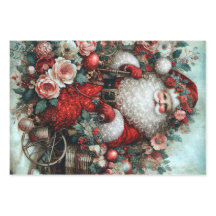 Papel de regalo vintage de Santa floral rústico vi