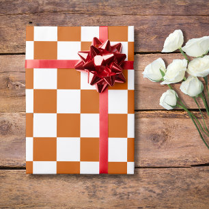 Papel De Regalo Vintage de tablero de ajedrez con Naranja quemado