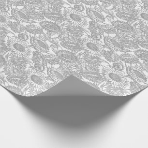 Papel De Regalo Vintage Elegant Sunflower Toile Gray