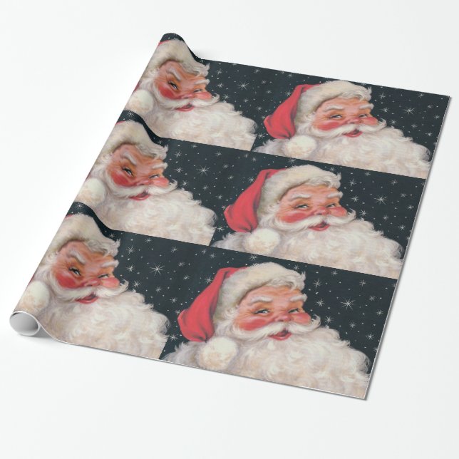 Papel De Regalo Vintage encantador Papá Noel (Desenrollado)