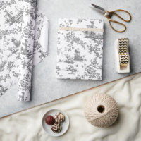 Vintage English Floral Toile de Jouy-Gray
