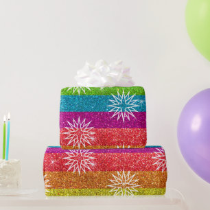 Papel De Regalo Vintage Estrella navideña arcoiris Purpurina feria