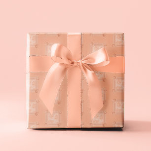 Papel De Regalo Vintage Faded Lace Peach Rosas Antiguo Damasco