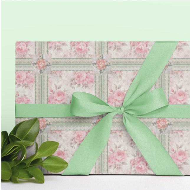 Papel De Regalo Vintage Faded Roses All Occasion  (Beautiful roses and lace all occasion gift wrap!)