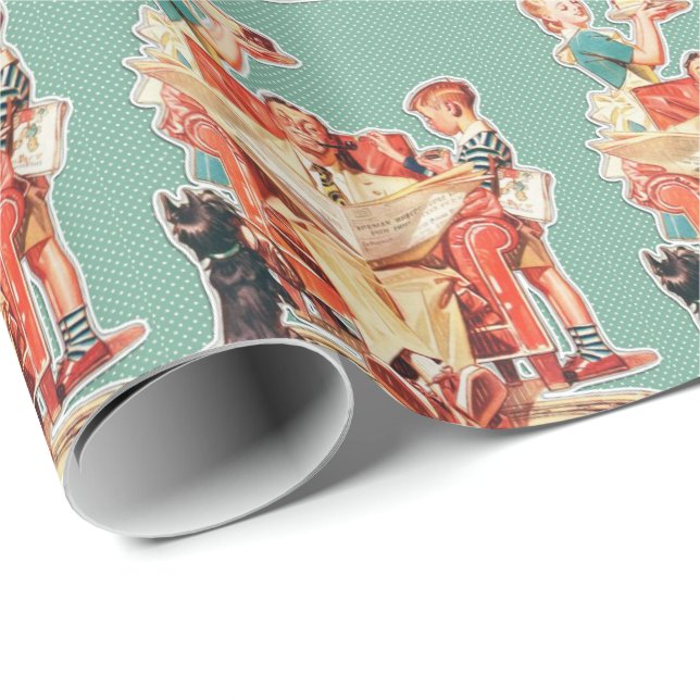 Papel De Regalo Vintage Family Dad Fathers Day (Esquina del rollo)