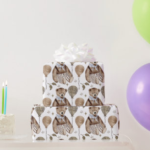 Papel De Regalo Vintage Fancy Vear con globos rayados