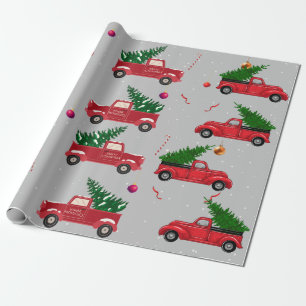 Papel De Regalo Vintage Festial Fala Árbol de Navidad Van Gift Bla