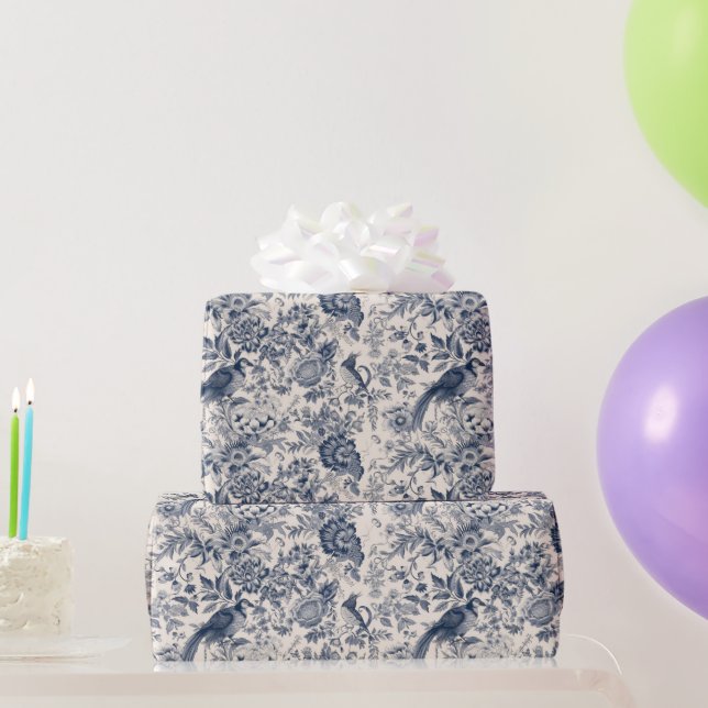 Papel De Regalo Vintage French Blue Toile Fleurie (Regalos de fiesta)