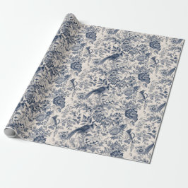 Papel De Regalo Vintage French Blue Toile Fleurie