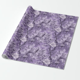 Papel De Regalo Vintage French Purple Toile Fleurie