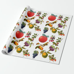 Papel De Regalo Vintage Fruit Garden Ilustraciones botánicos de ar