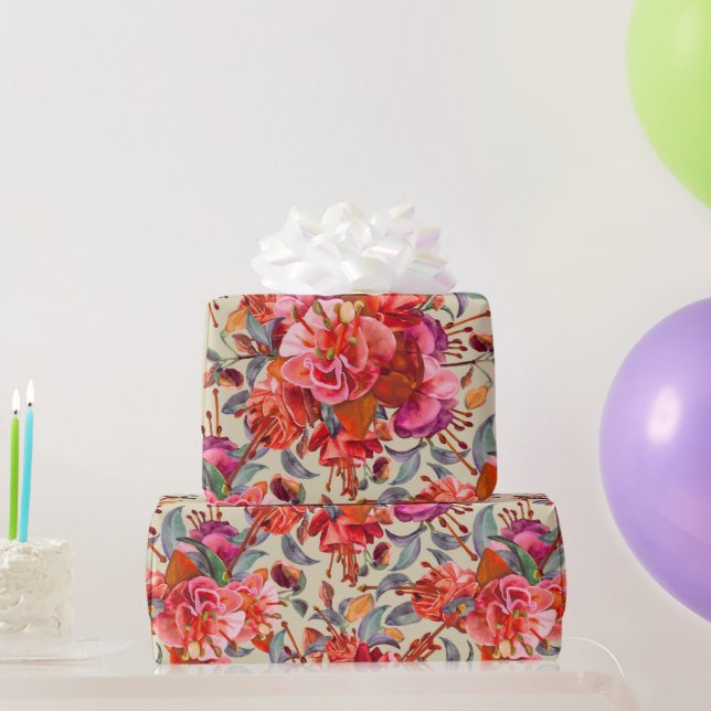 Papel De Regalo Vintage Fuchsia Blooms (Regalos de fiesta)