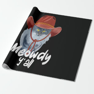 Papel De Regalo Vintage Funny Catboy Cowboy Gato de País Occidenta