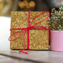 Papel De Regalo Vintage Gold Swirls Pattern Boho de lujo con clase