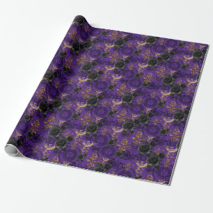 Papel De Regalo Vintage Gótico Phoenix y Rosas Purple Pattern