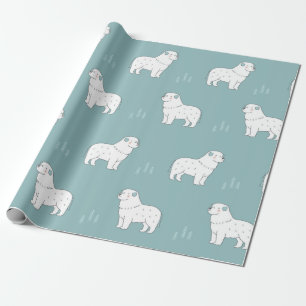 Papel De Regalo vintage Great Pyrenees dog illustration seamless r