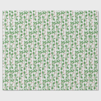 Papel De Regalo Vintage Green Holly deja a Navidades de las Berrie