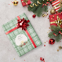 Papel De Regalo Vintage Green Plaid Christmas