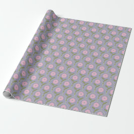 Papel De Regalo Vintage Hand Drawn Floral Scallop in Pink & Purple