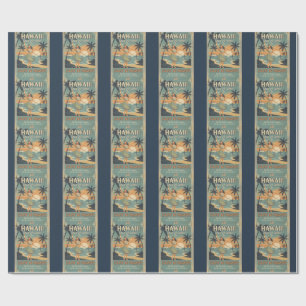 Papel De Regalo Vintage hawaiano tierra de alohá escape al paraíso
