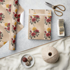Papel De Regalo Vintage Inspired Red And Yellow Roses