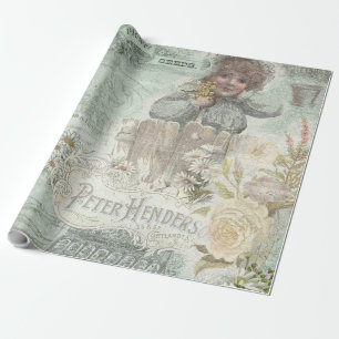 Papel De Regalo Vintage. Jardinería.
