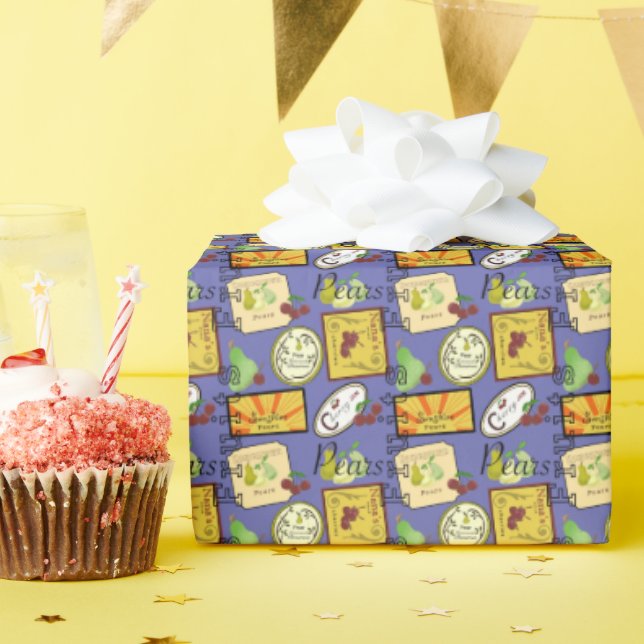 Papel De Regalo Vintage Labels Orange Yellow (Fiesta de cumpleaños )