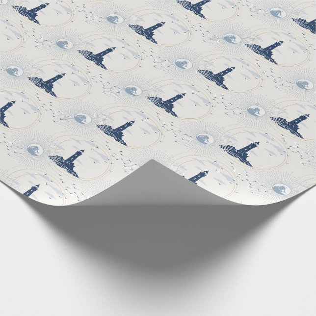 Papel De Regalo Vintage Lighthouse Illustration Pattern (Esquina)