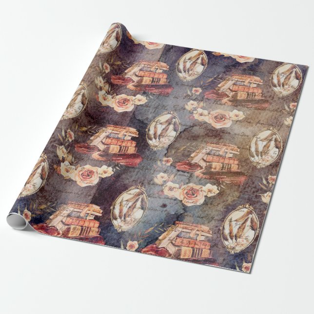 Papel De Regalo Vintage Magic Spell Books (Desenrollado)