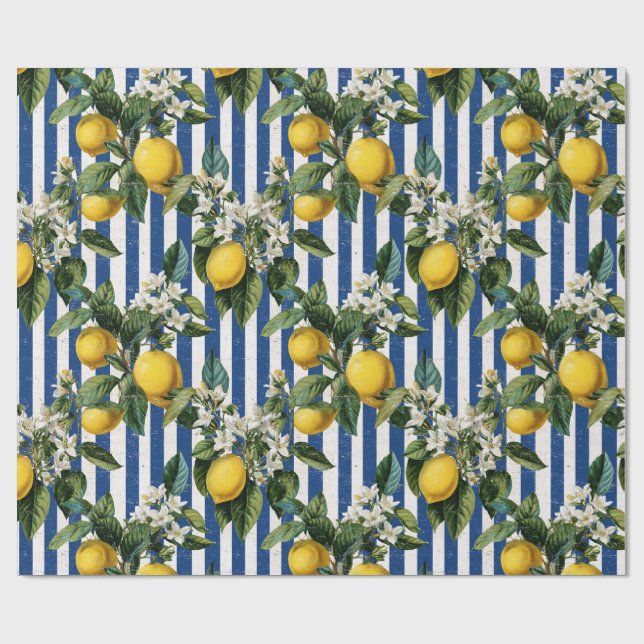 Papel De Regalo Vintage Mediterranean Lemons Decoupage (Superficie plana)
