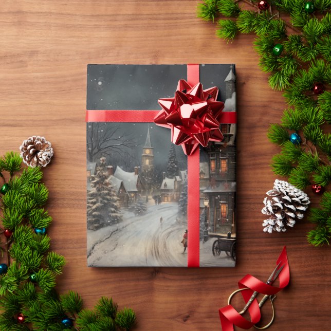 Papel De Regalo Vintage Merry Christmas (Regalo de vacaciones)