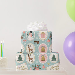 Papel De Regalo Vintage Merry Christmas Pattern Wrapping Paper