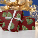 Papel De Regalo Vintage Merry Christmas Tree Rustic Classic<br><div class="desc">Vintage Merry Christmas Tree Rustic Classic Papel de envolver rojo. Un diseño nostálgico con árbol de Navidad de ilustracion sobre rojo.</div>