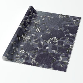 Papel De Regalo Vintage moderno blanco de plata negro Toile floral